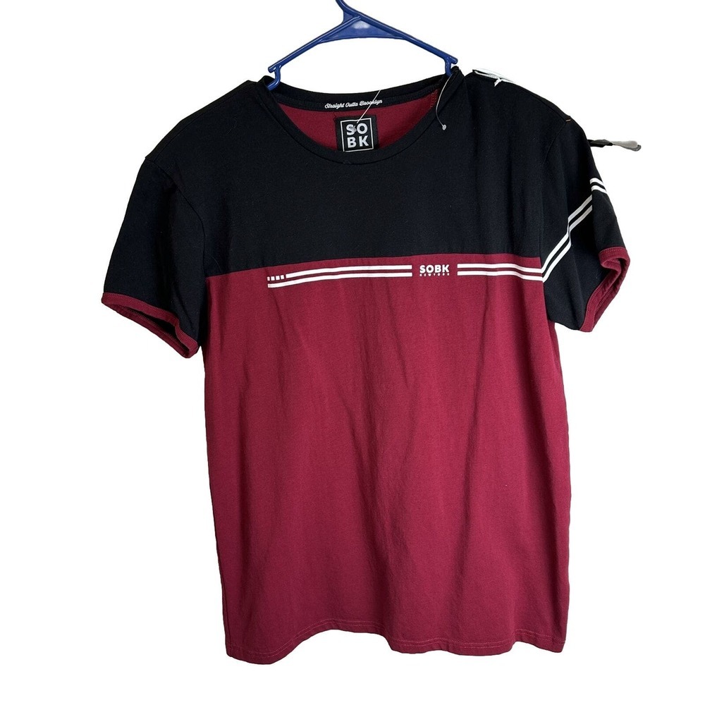 SOBK New‎ York Polo T-Shirt Mens M Short Sleeve Red Black Supreme Cotton NWT